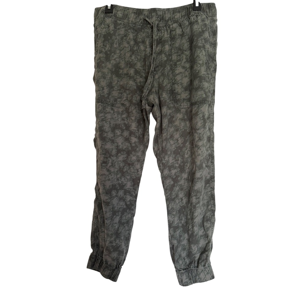 Orvis Womens Grey Green Abstract Camo Tencel Joggers Elastic Waist Pockets M